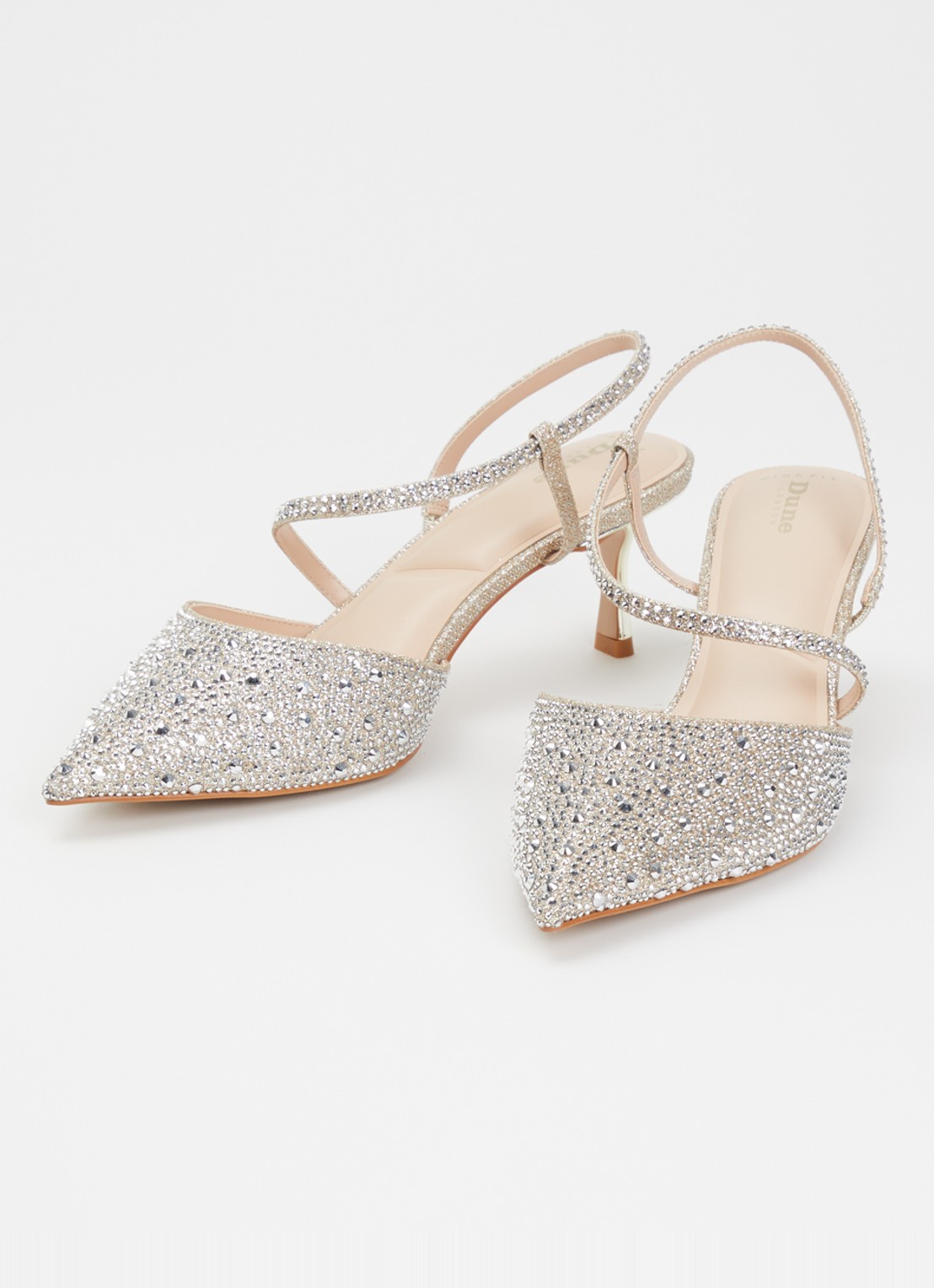 Dune London Wide Fit Charmed pump met strass - detail 3 zilver