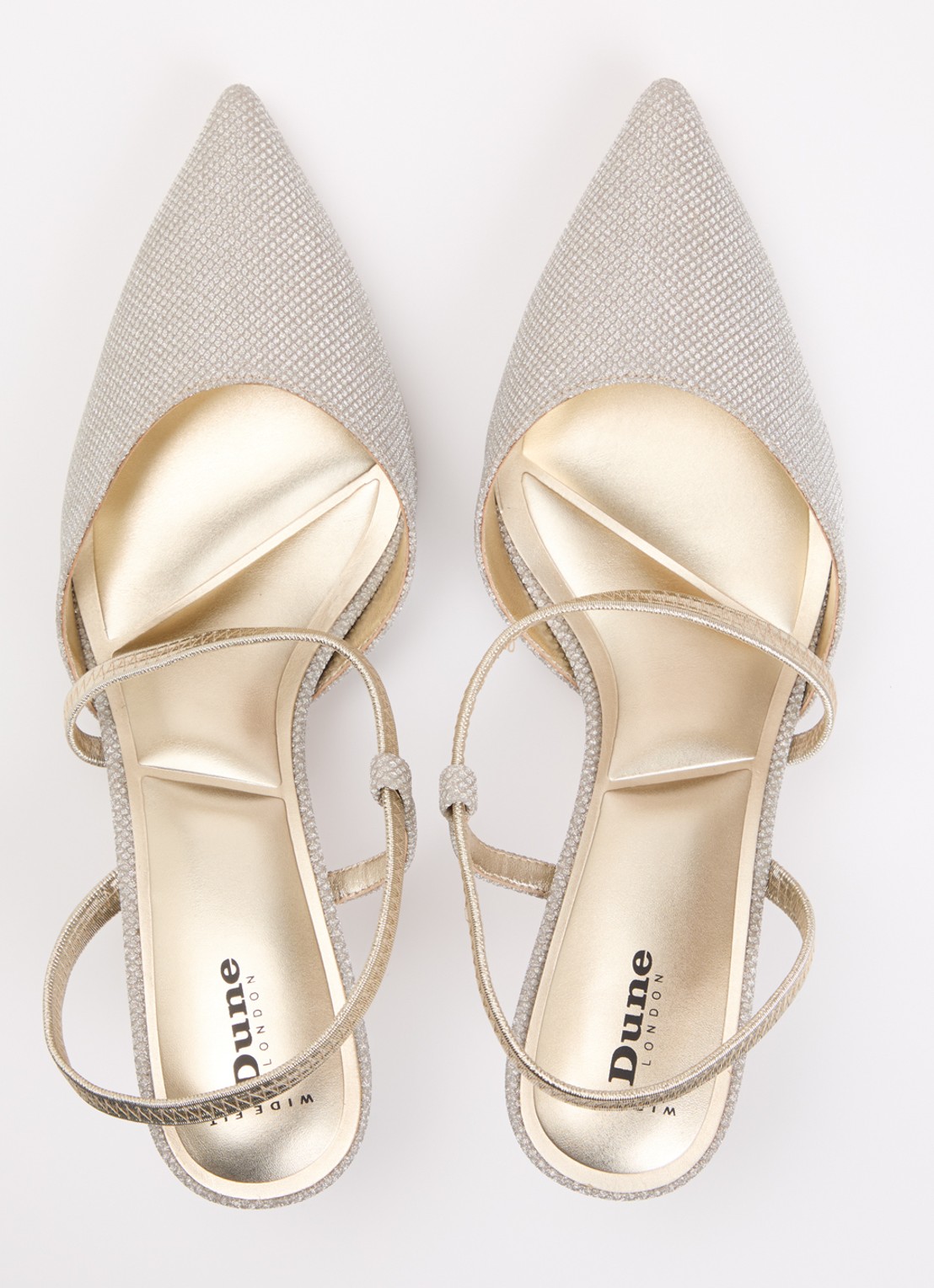 Dune London Wide Fit Charming slingback met glitter - detail 4 goud