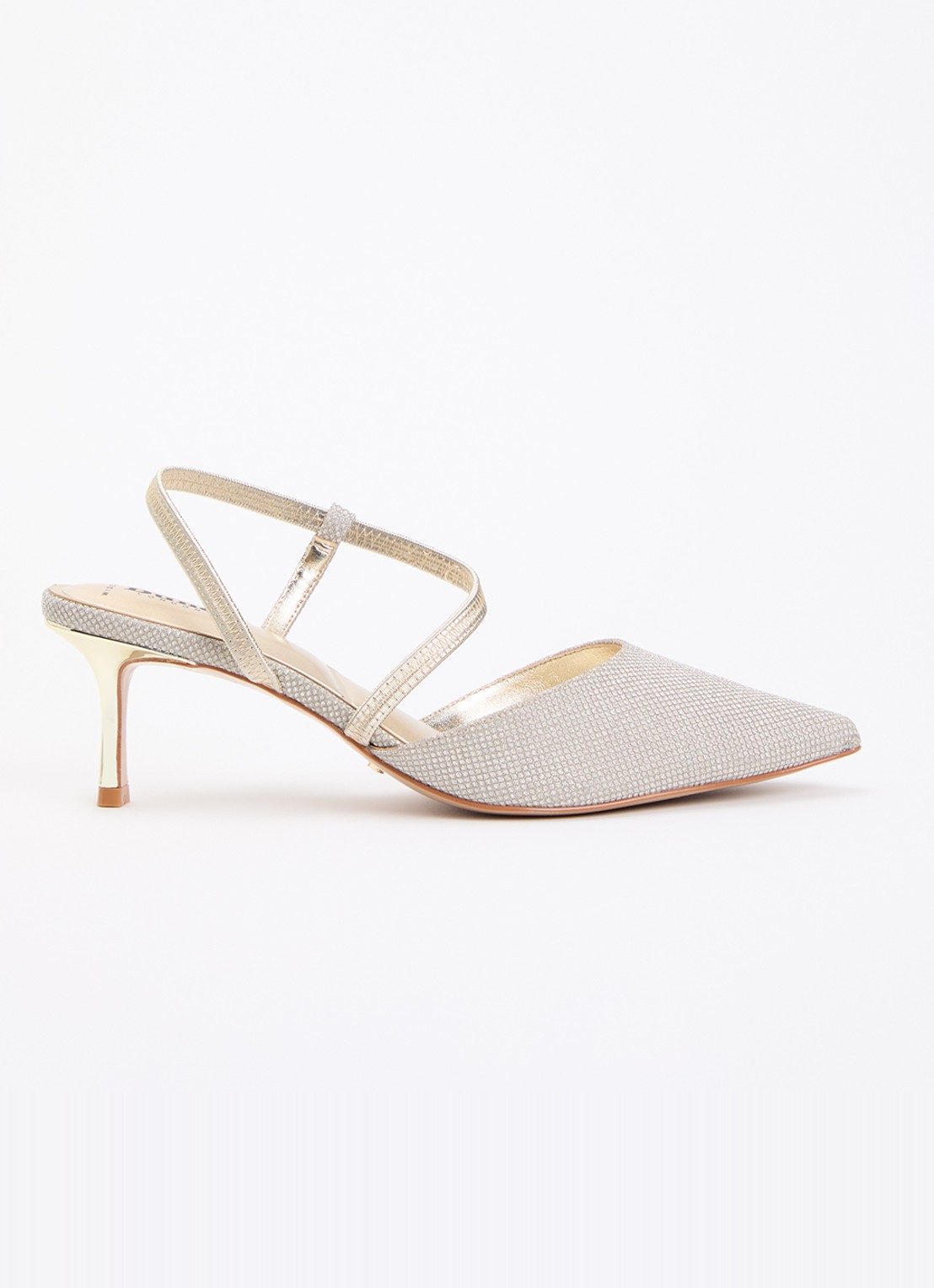 Dune London Wide Fit Charming slingback met glitter - voorkant 2 goud