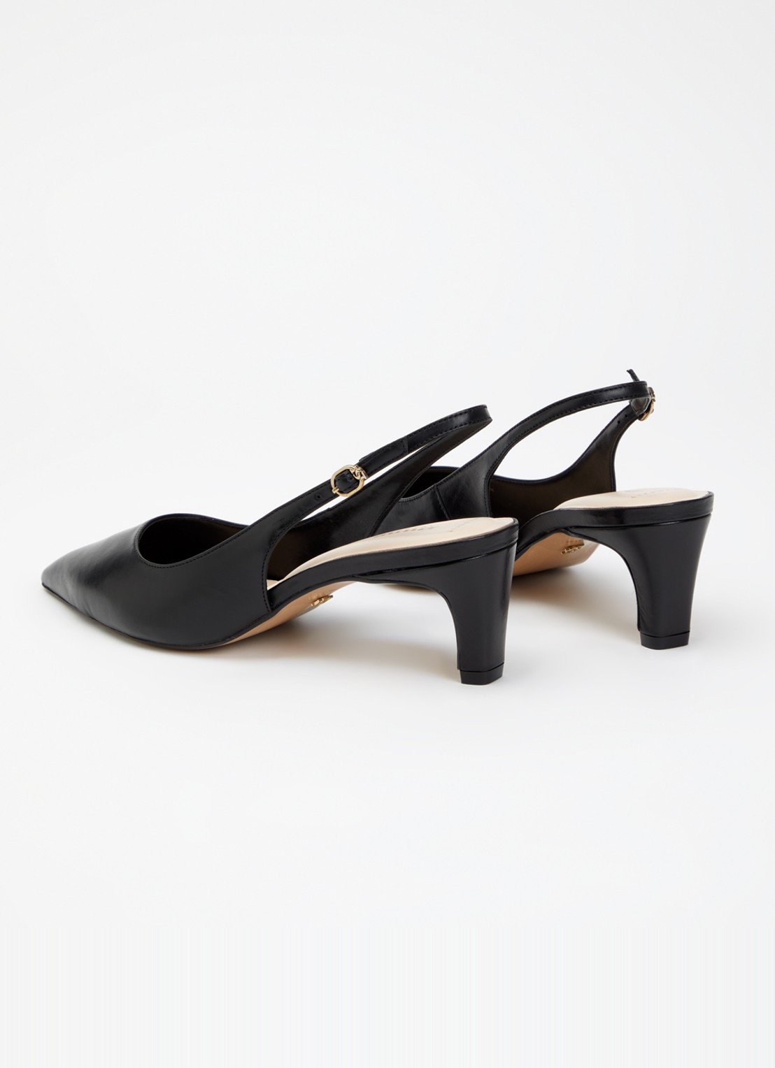 Dune London Wide Fit Connection slingback van leer - achterkant 4 zwart