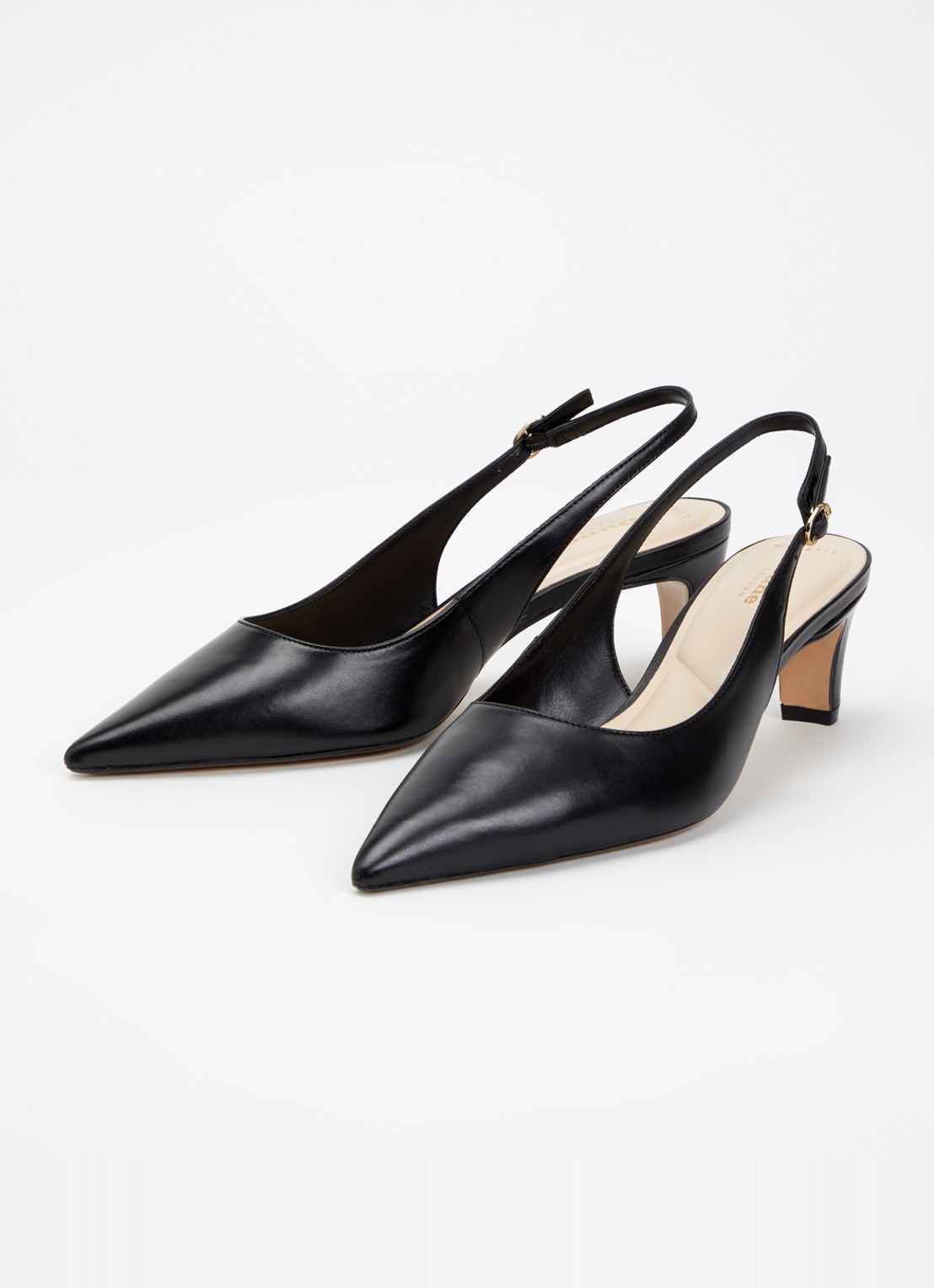Dune London Wide Fit Connection slingback van leer - detail zwart