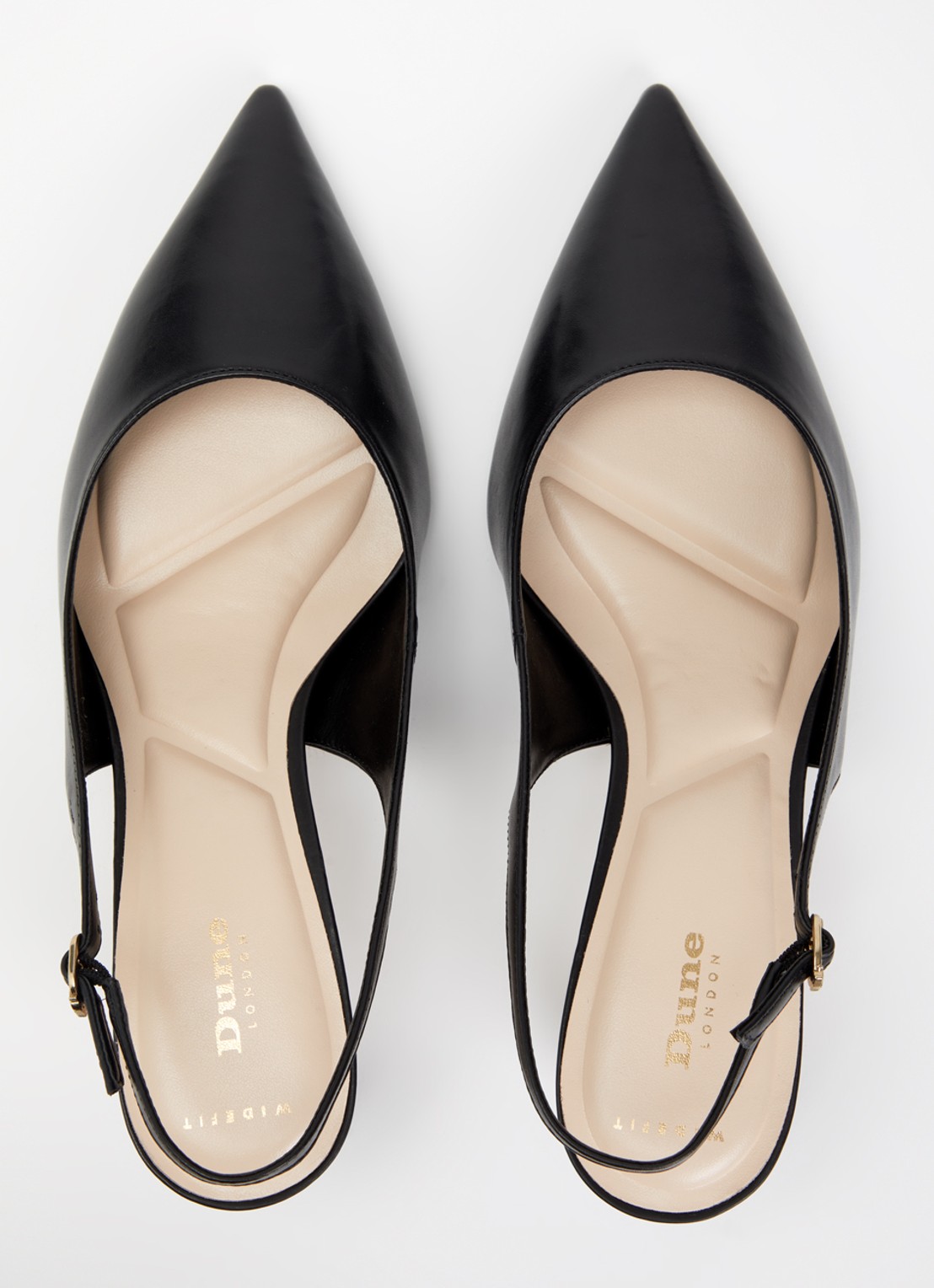 Dune London Wide Fit Connection slingback van leer - detail 2 zwart