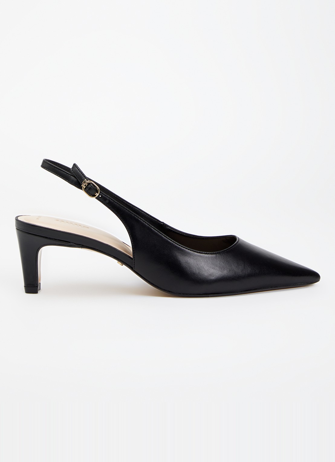 Dune London Wide Fit Connection slingback van leer - voorkant 5 zwart