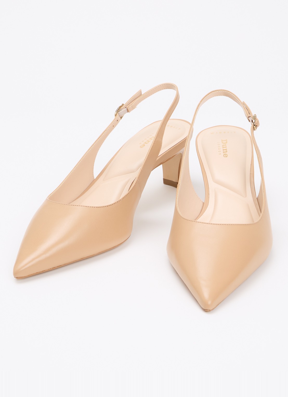 Dune London Wide Fit Connection slingback van leer - detail 3 beige