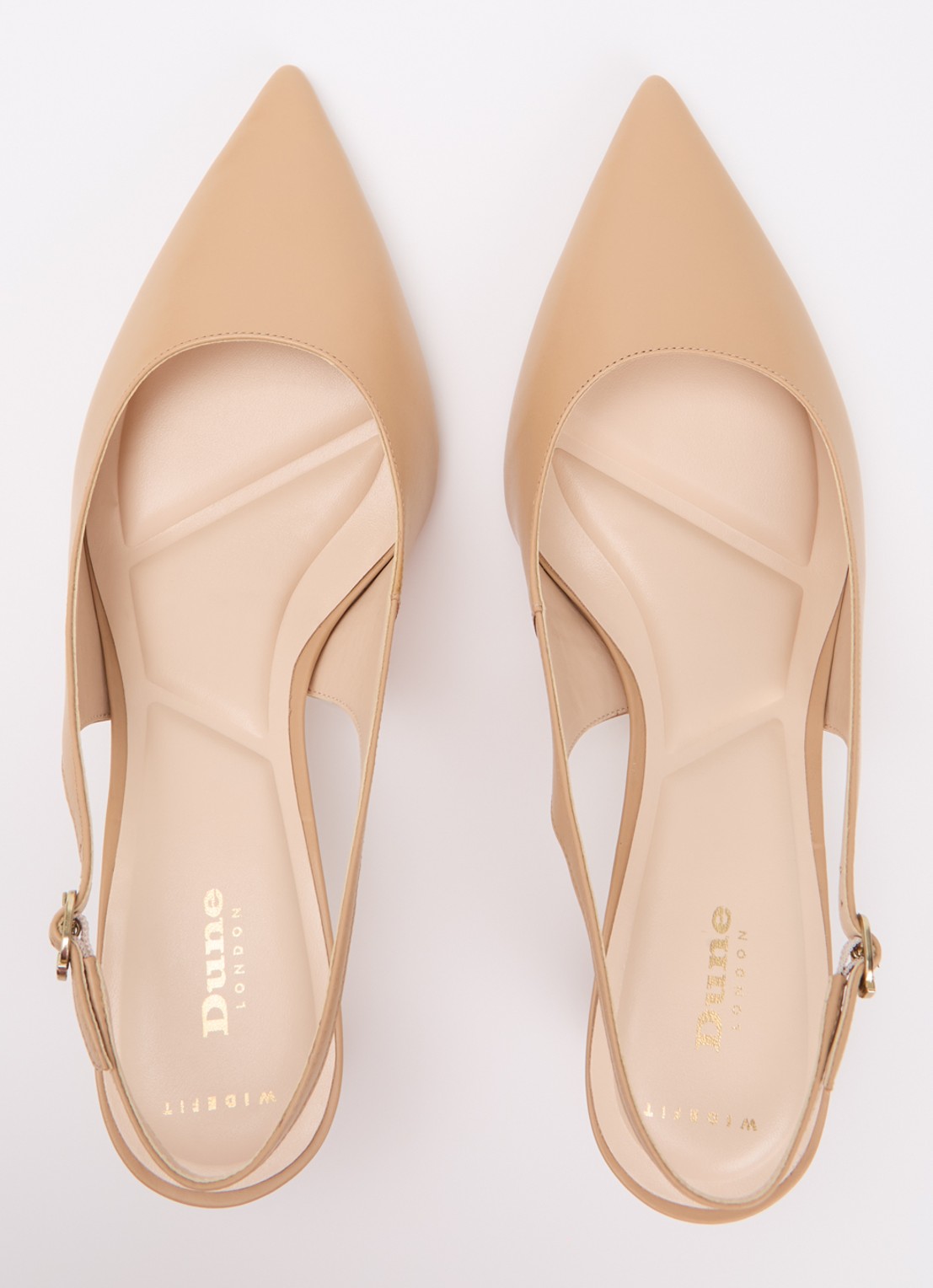 Dune London Wide Fit Connection slingback van leer - detail 4 beige