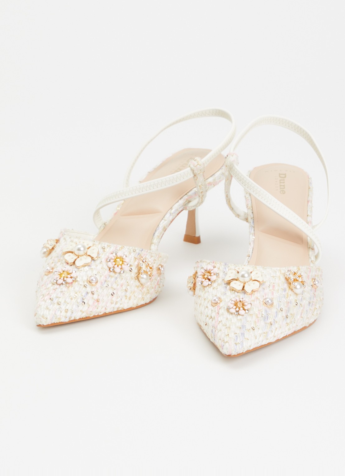 Dune London Wide Fit Dyana slingback met glitter - detail gebroken wit