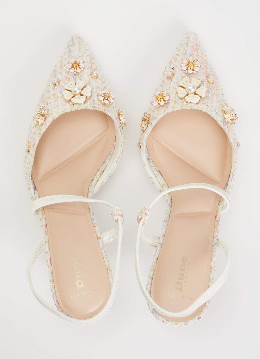 Dune London Wide Fit Dyana slingback met glitter - detail 2 gebroken wit