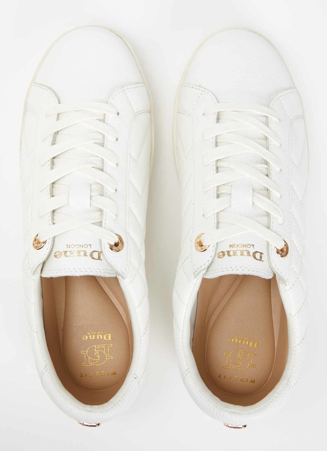 Dune London Wide Fit Egent sneaker van leer - detail 4 wit