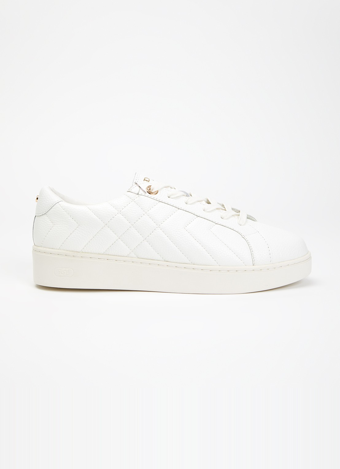 Dune London Wide Fit Egent sneaker van leer - voorkant wit
