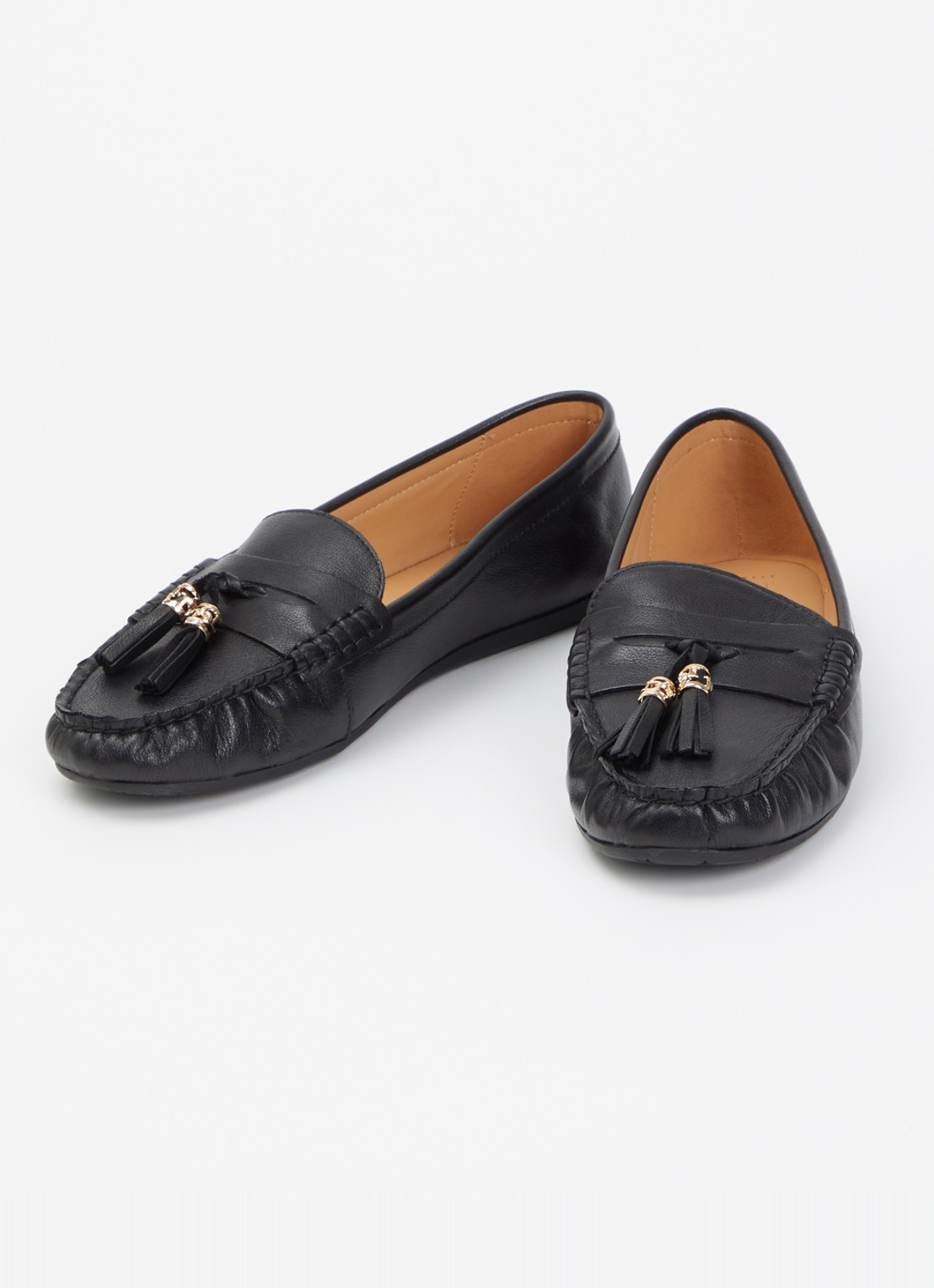 Dune London Wide Fit Geen mocassin van leer met franjes - detail 2 zwart
