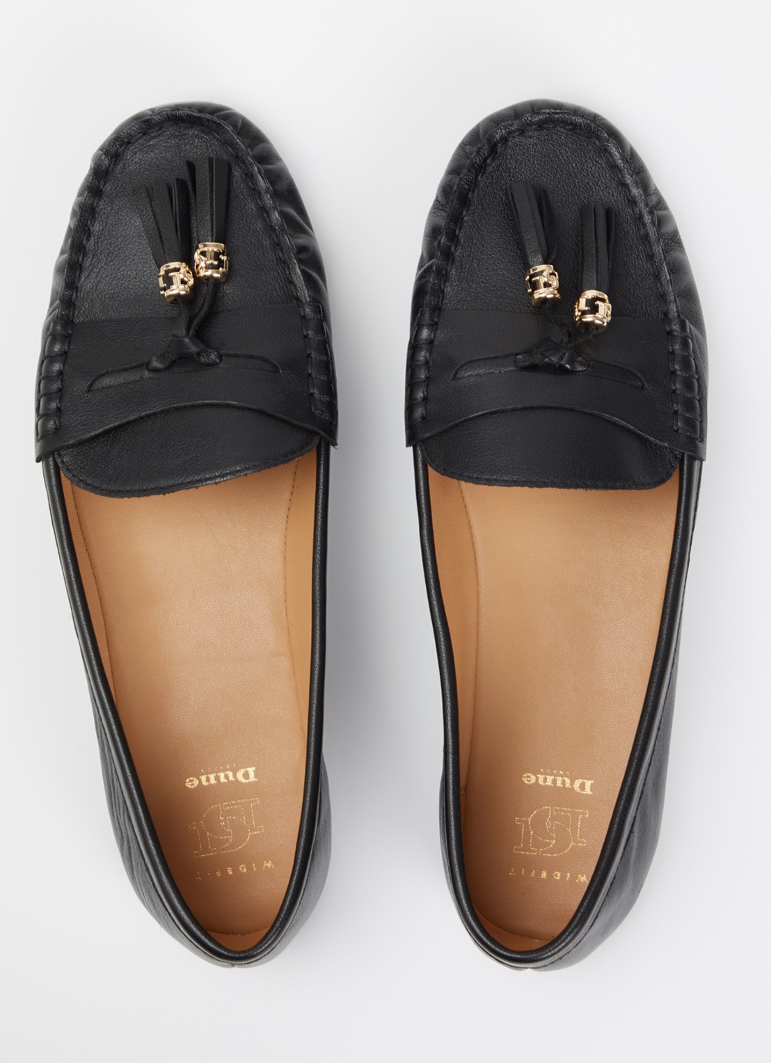 Dune London Wide Fit Geen mocassin van leer met franjes - detail 3 zwart