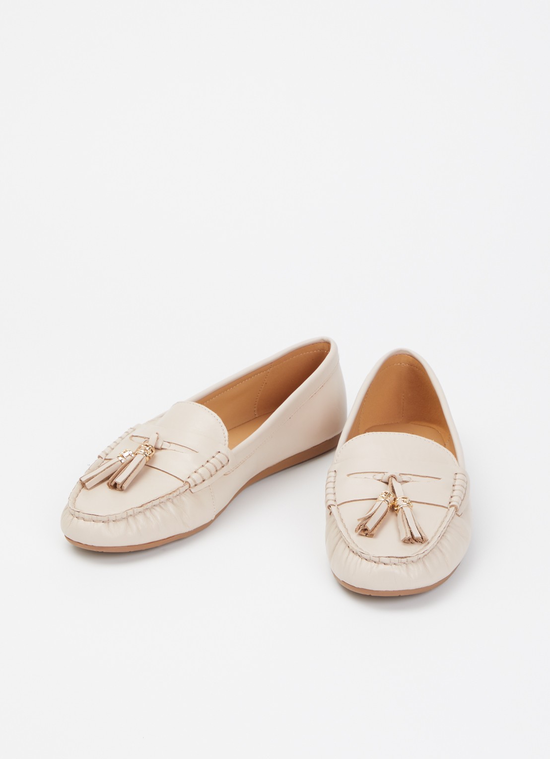 Dune London Wide Fit Geen mocassin van leer met franjes - detail 2 lichtroze