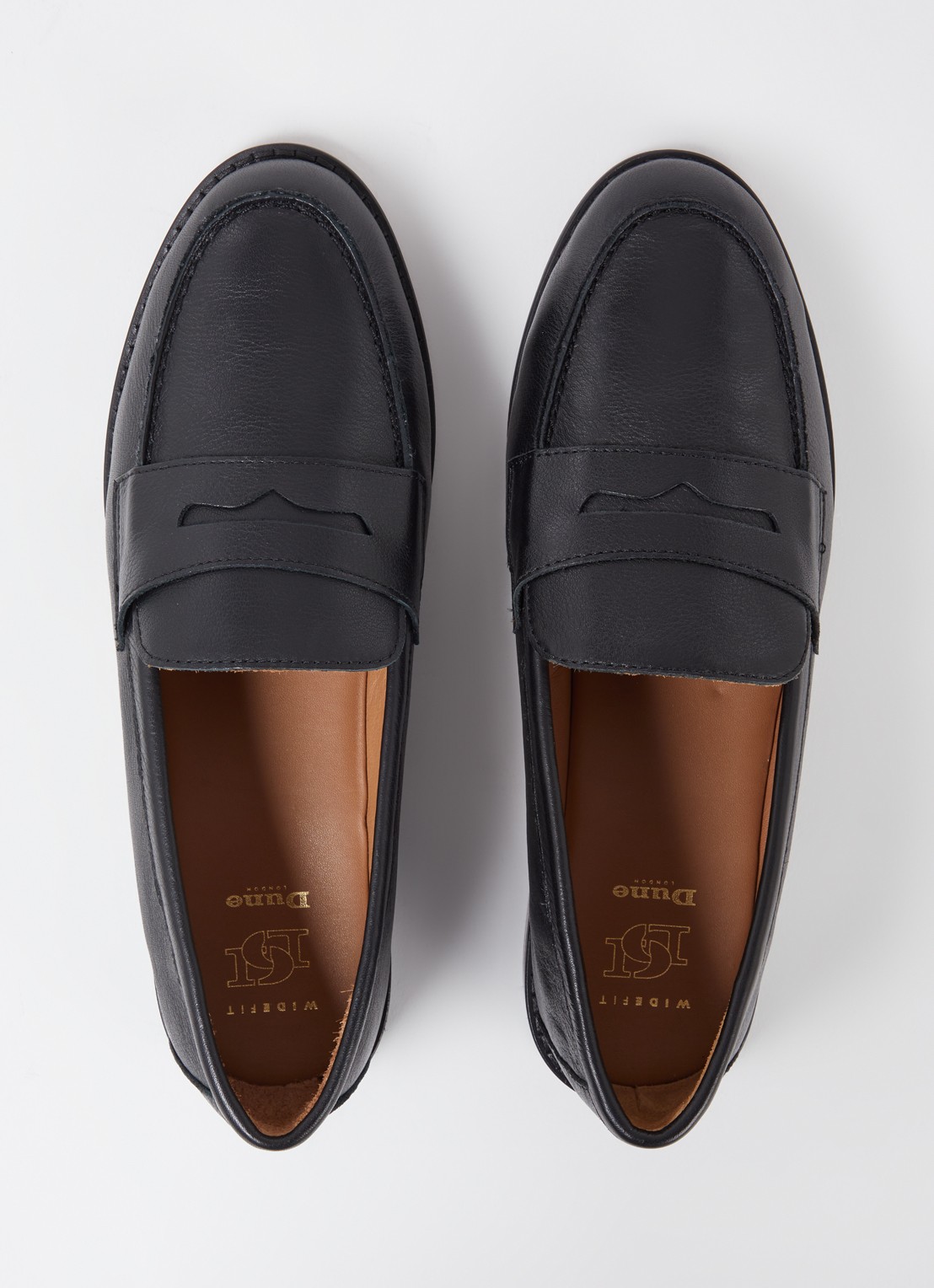 Dune London Wide Fit Ginelli loafer van leer - detail 3 zwart