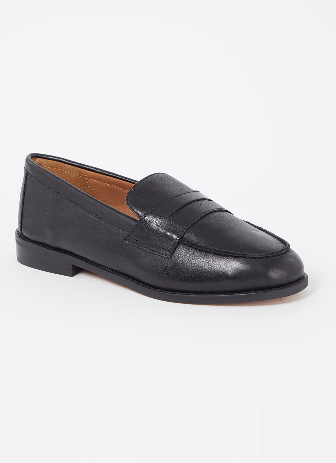 Dune London Wide Fit Ginelli loafer van leer - voorkant zwart