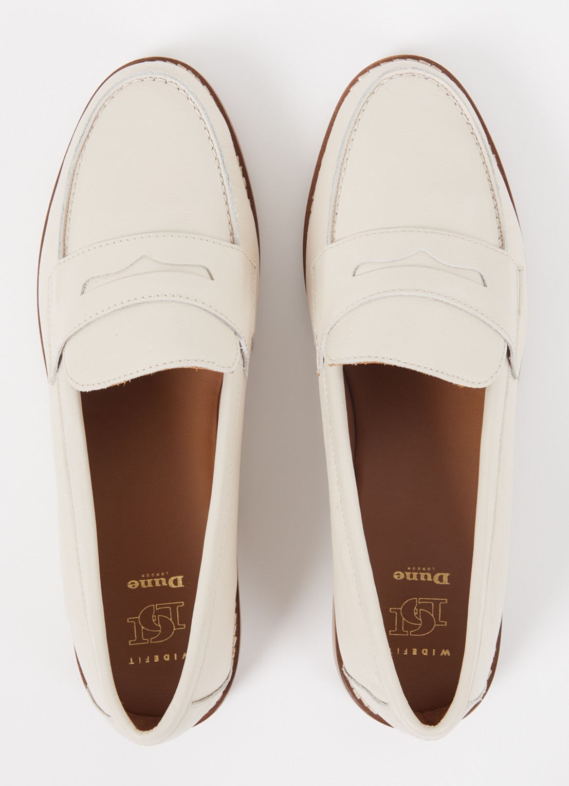 Dune London Wide Fit Ginelli loafer van leer - detail 3 creme