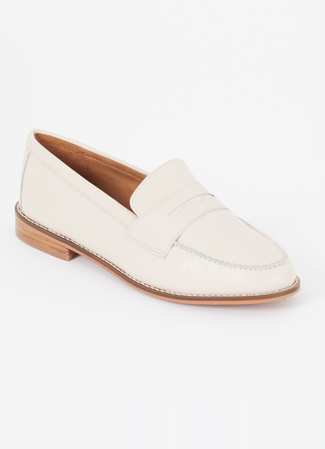 Dune London Wide Fit Ginelli loafer van leer - voorkant 5 creme