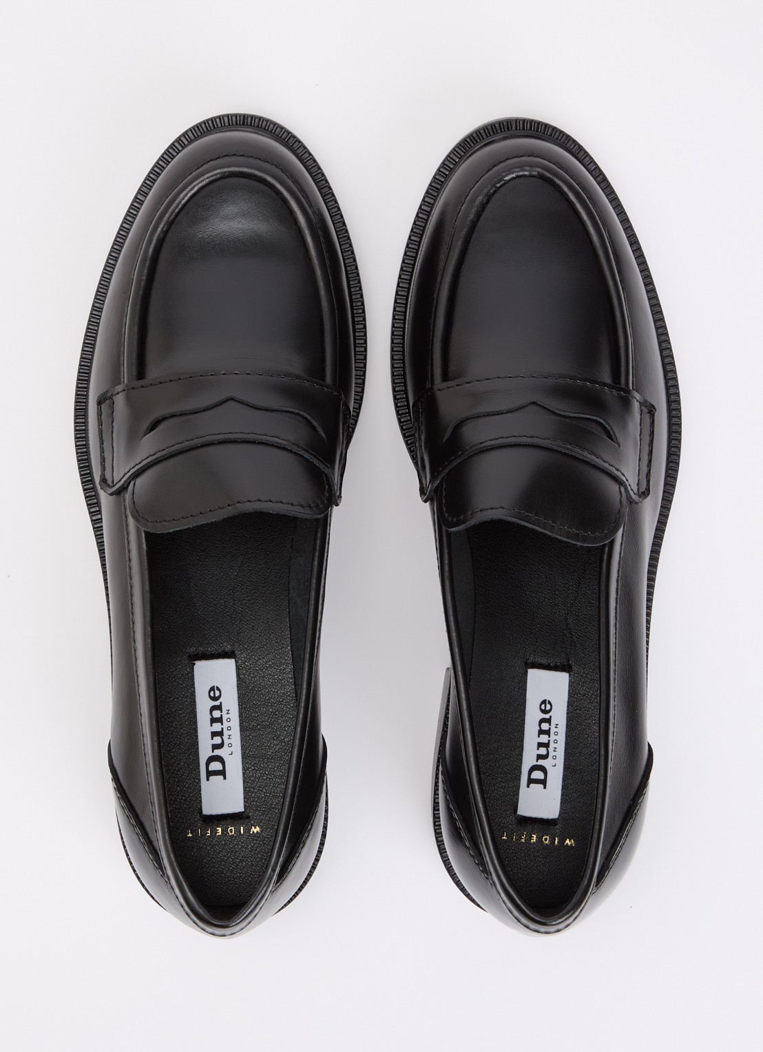 Dune London Wide Fit Giya loafer van leer - detail 3 zwart