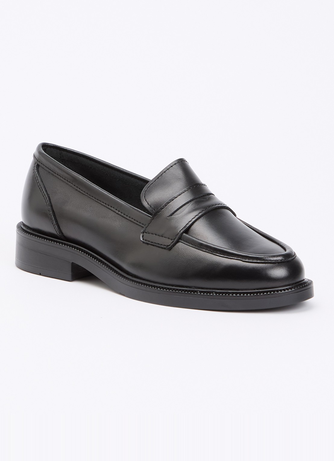 Dune London Wide Fit Giya loafer van leer - voorkant 5 zwart