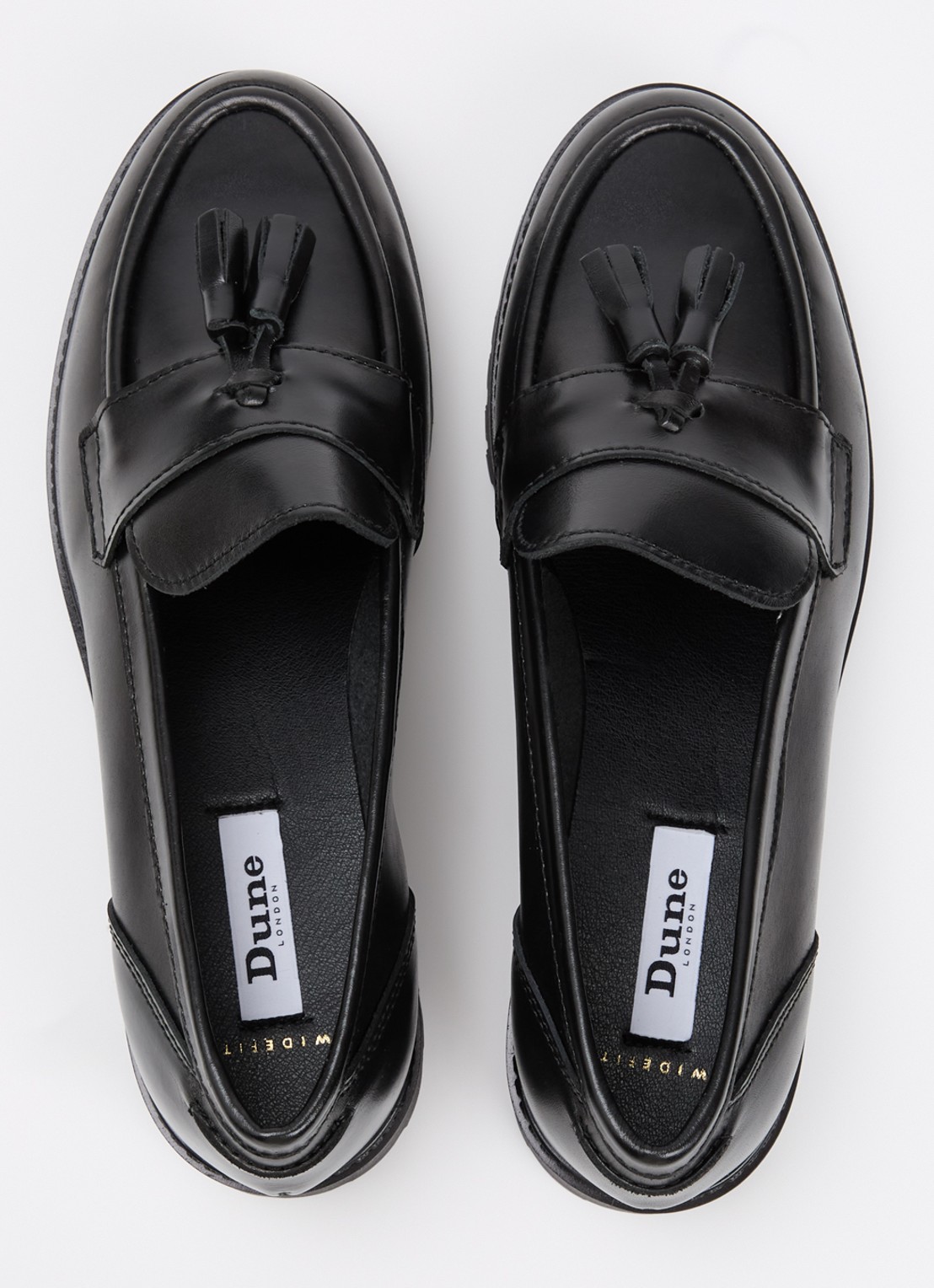 Dune London Wide Fit Gracelyn loafer van leer - detail 4 zwart