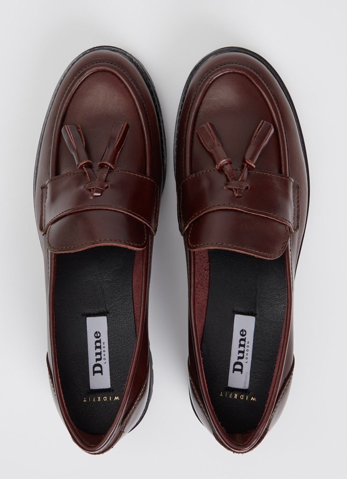Dune London Wide Fit Gracelyn loafer van leer - detail 3 aubergine