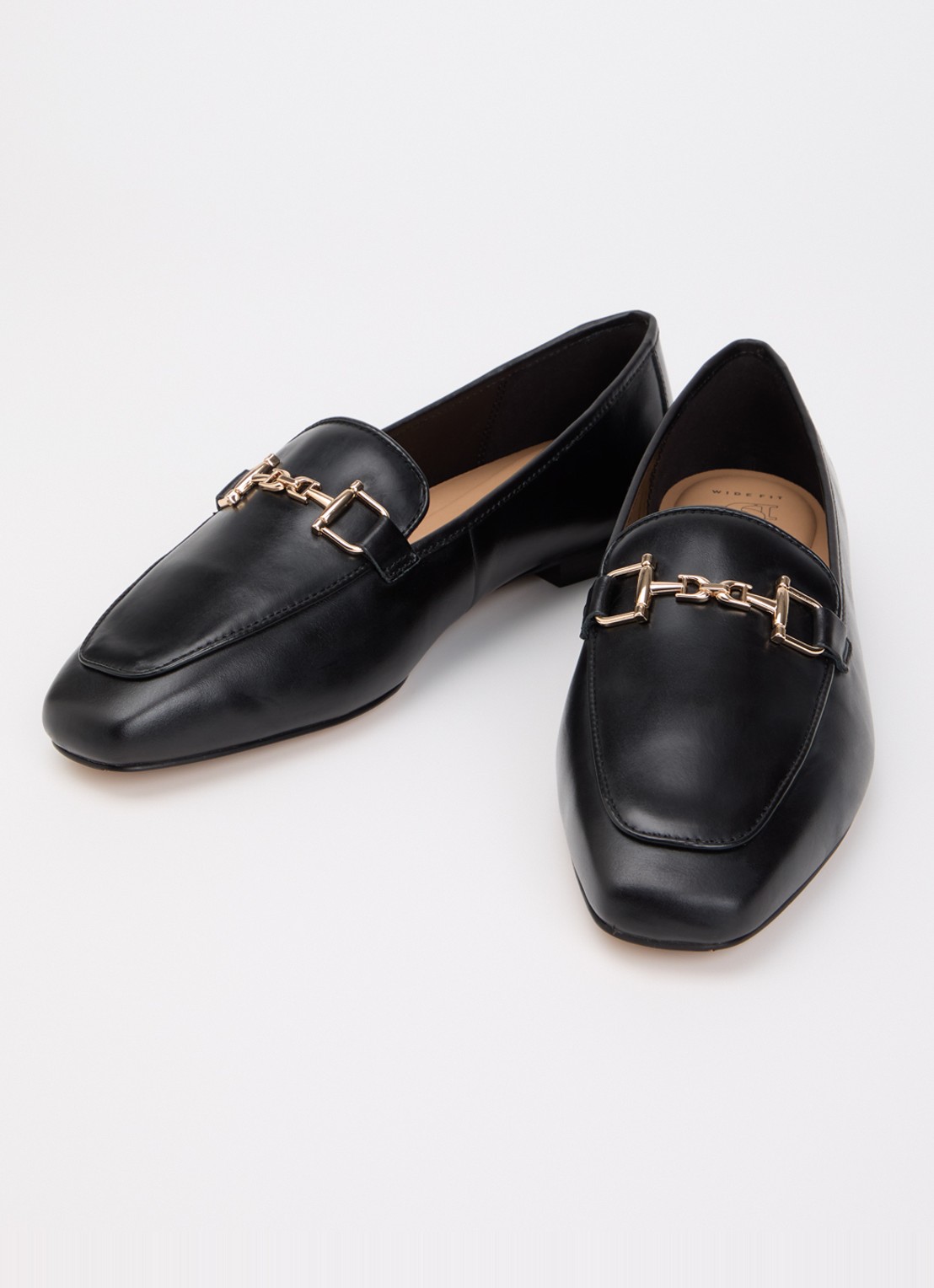 Dune London Wide Fit Grained loafer van leer - detail zwart