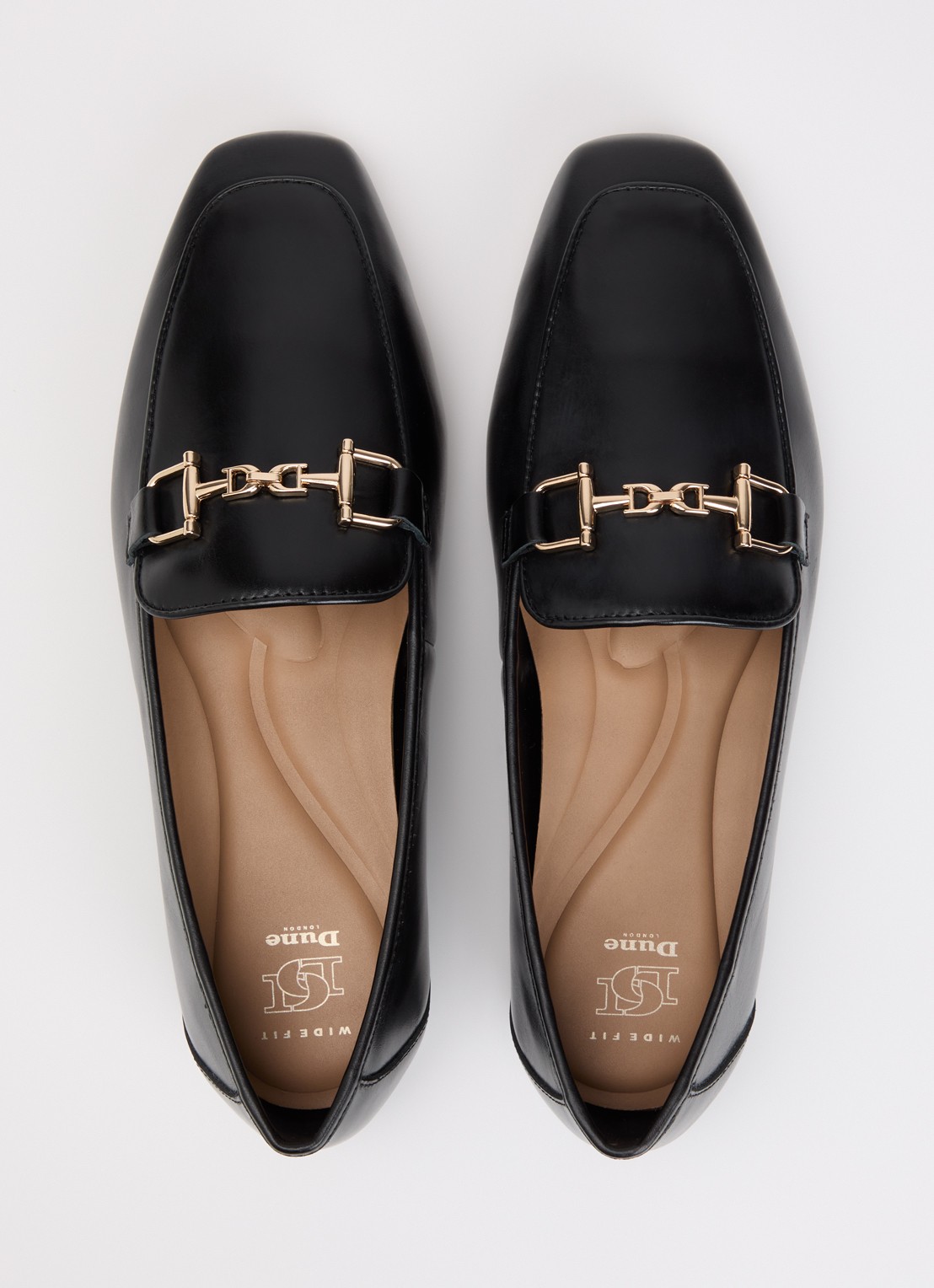 Dune London Wide Fit Grained loafer van leer - detail 2 zwart