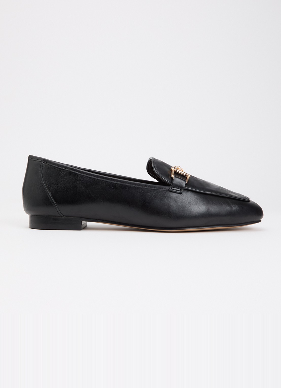 Dune London Wide Fit Grained loafer van leer - voorkant 5 zwart