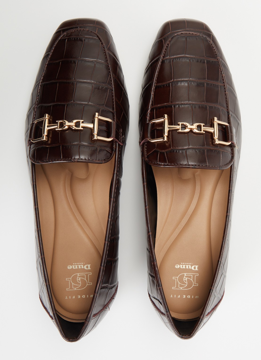 Dune London Wide Fit Grained loafer van leer - detail 2 kastanjebruin