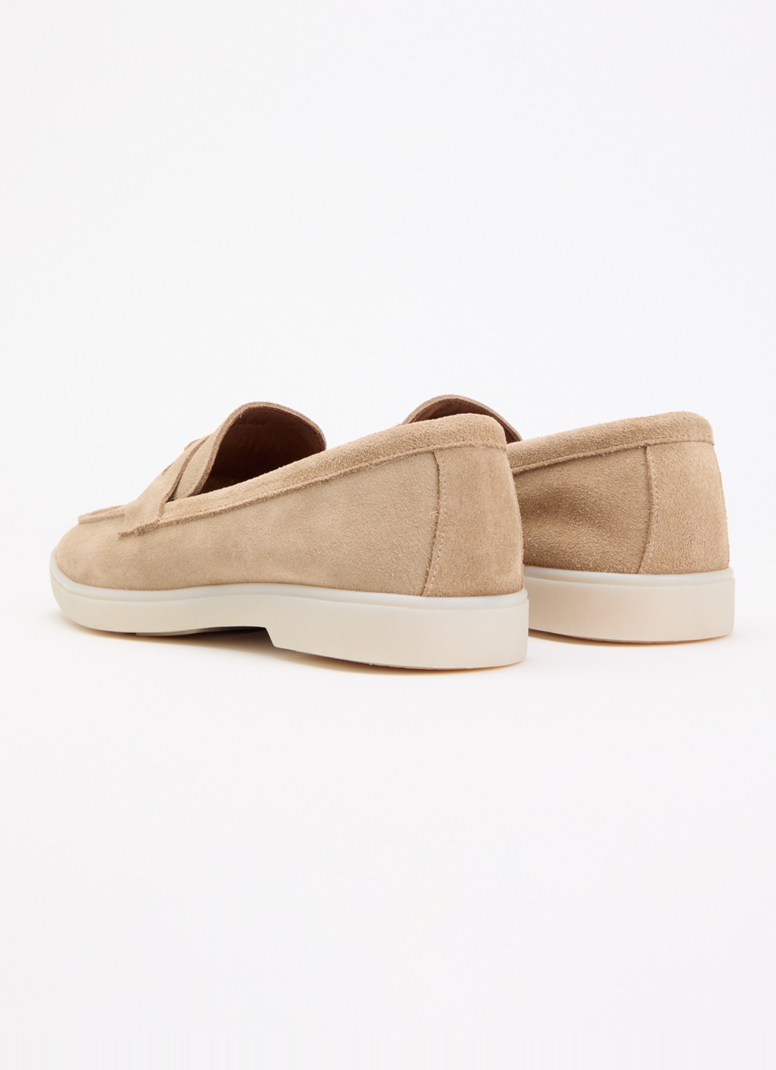 Dune London Wide Fit Grinning loafer van suède - achterkant zand