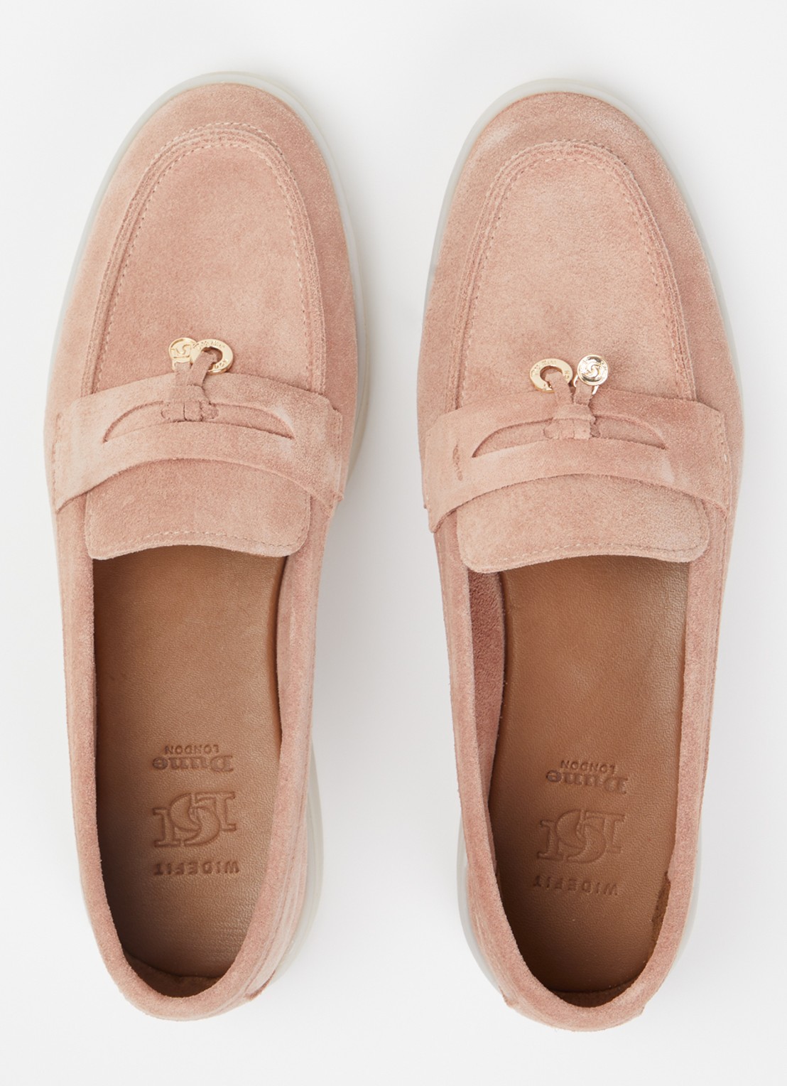 Dune London Wide Fit Grinning loafer van suède - detail 3 lichtroze