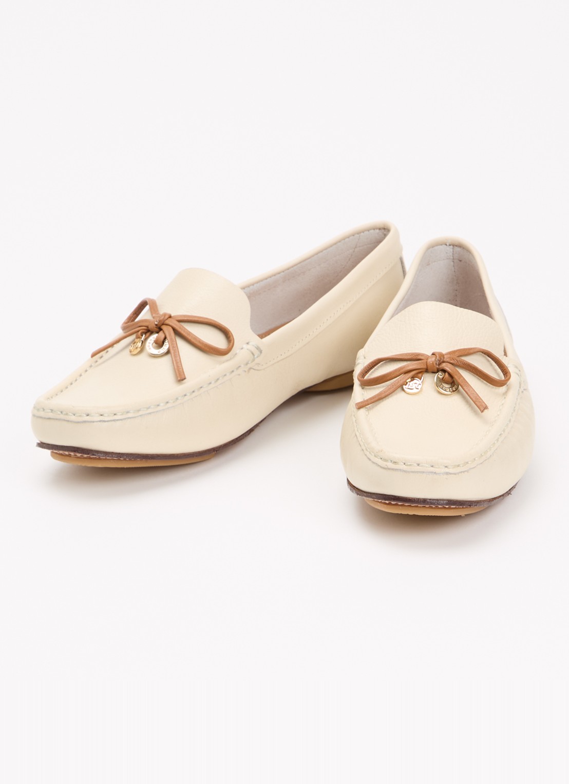 Dune London Wide Fit Grip mocassin van leer - detail gebroken wit