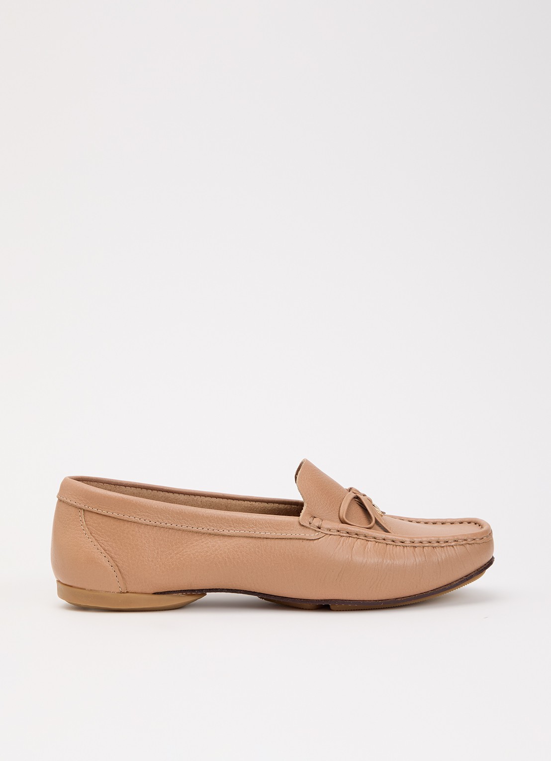 Dune London Wide Fit Grip mocassin van leer - voorkant 4 camel