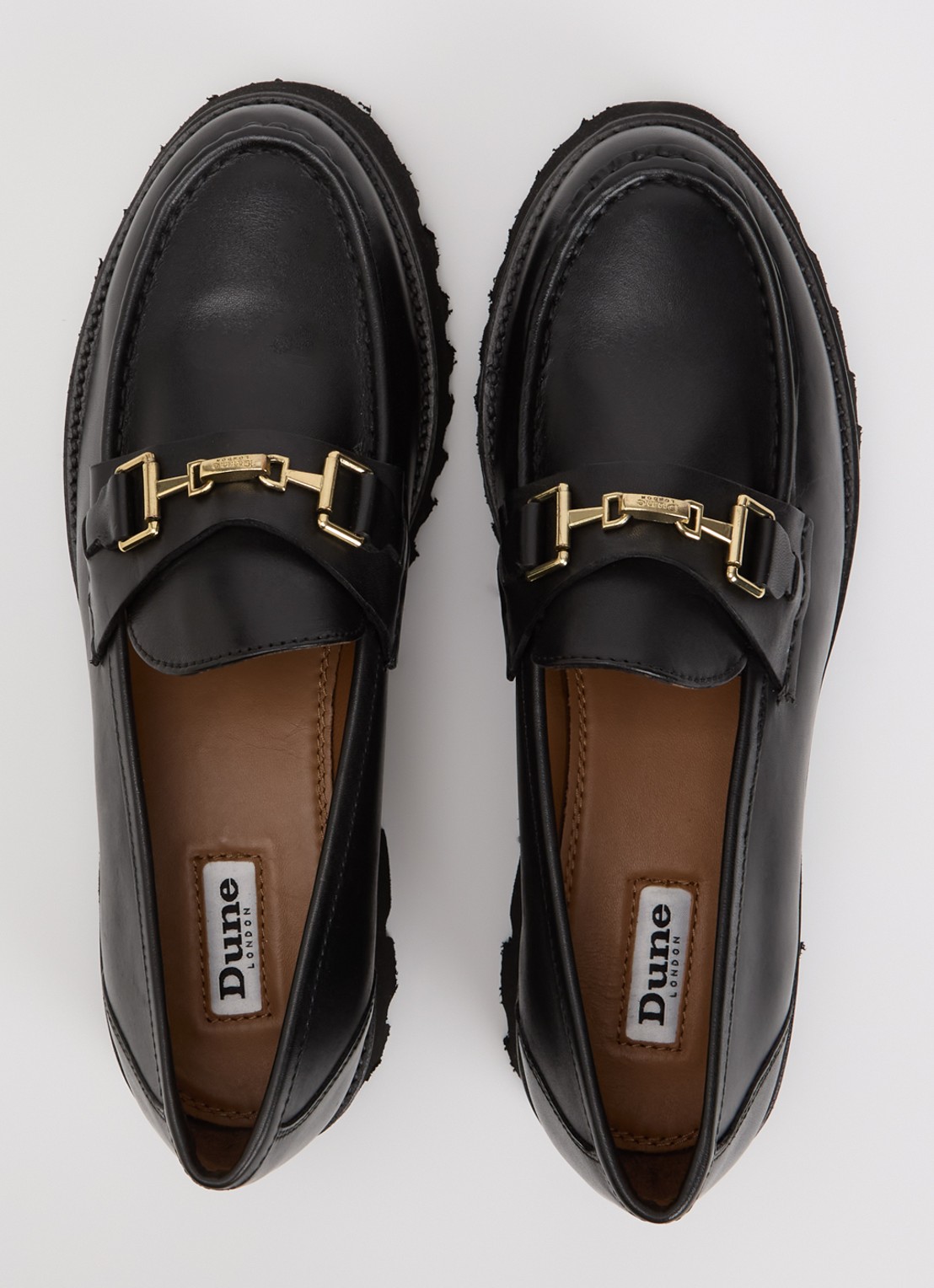 Dune London Wide Fit Groundbreaking loafer van leer - detail 2 zwart