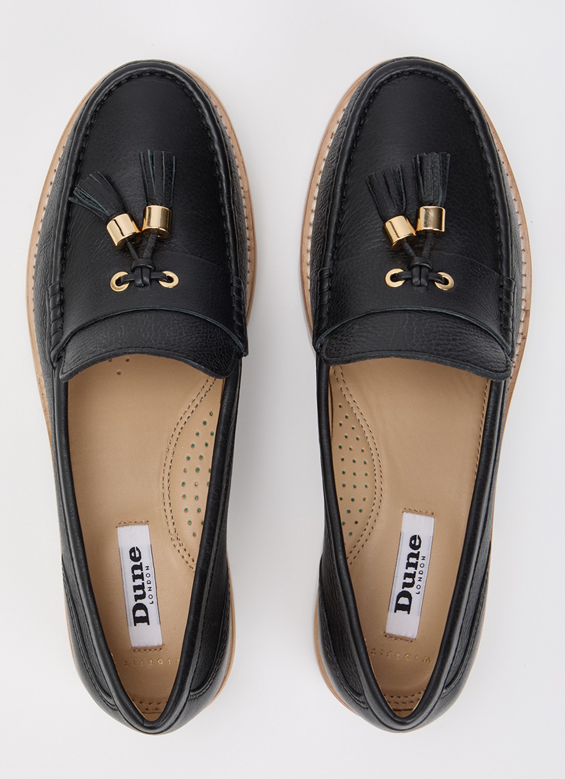 Dune London Wide Fit Gwen loafer van leer - detail 2 zwart