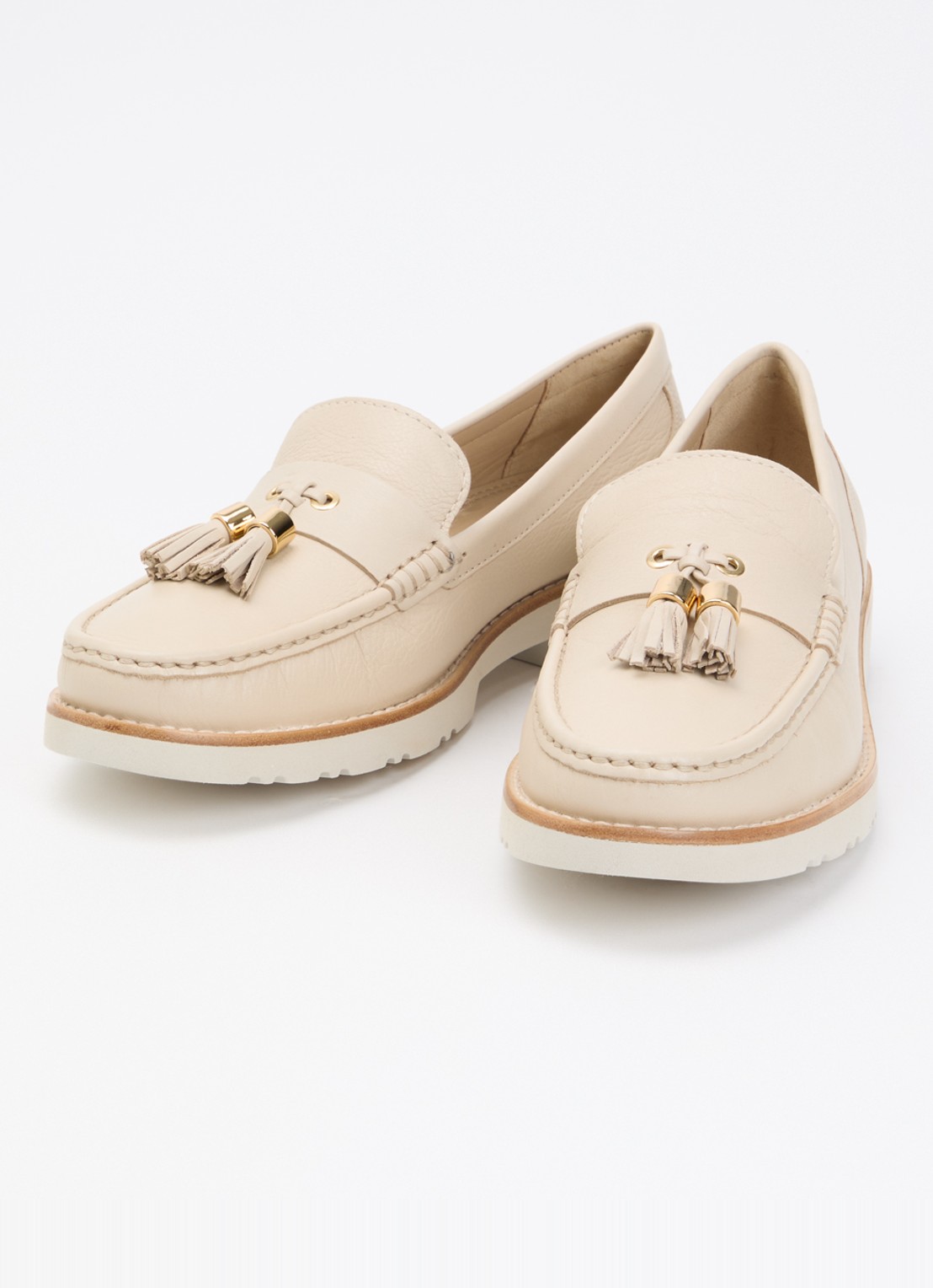 Dune London Wide Fit Gwen loafer van leer - detail 2 creme