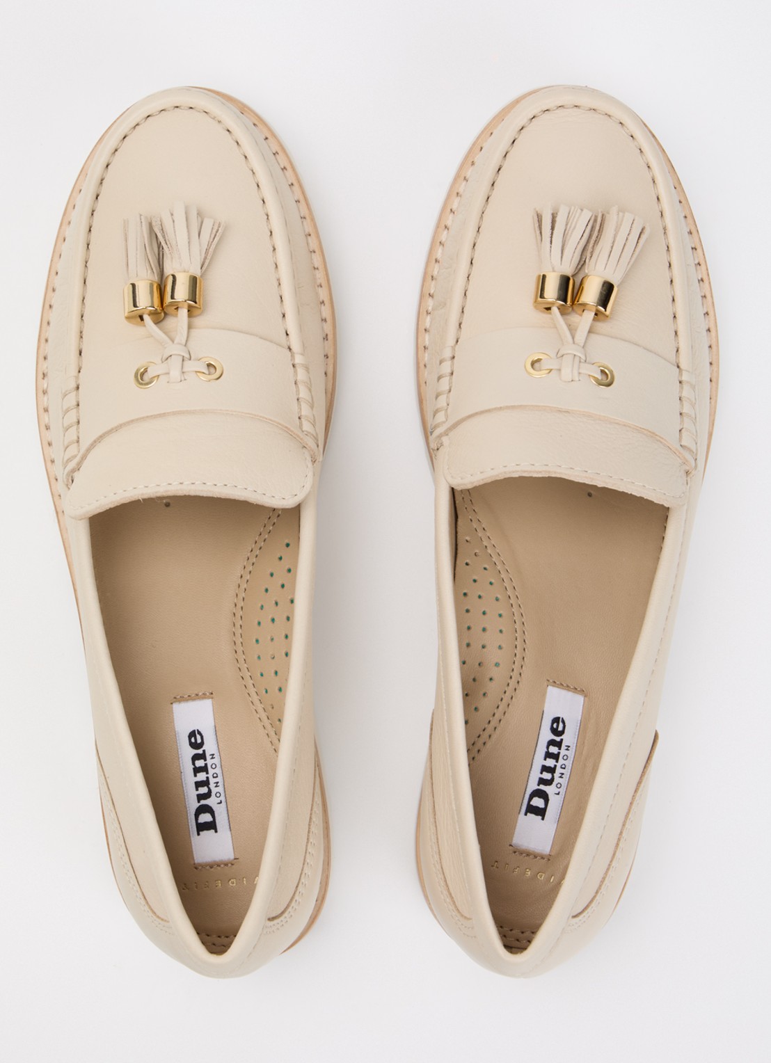 Dune London Wide Fit Gwen loafer van leer - detail 3 creme