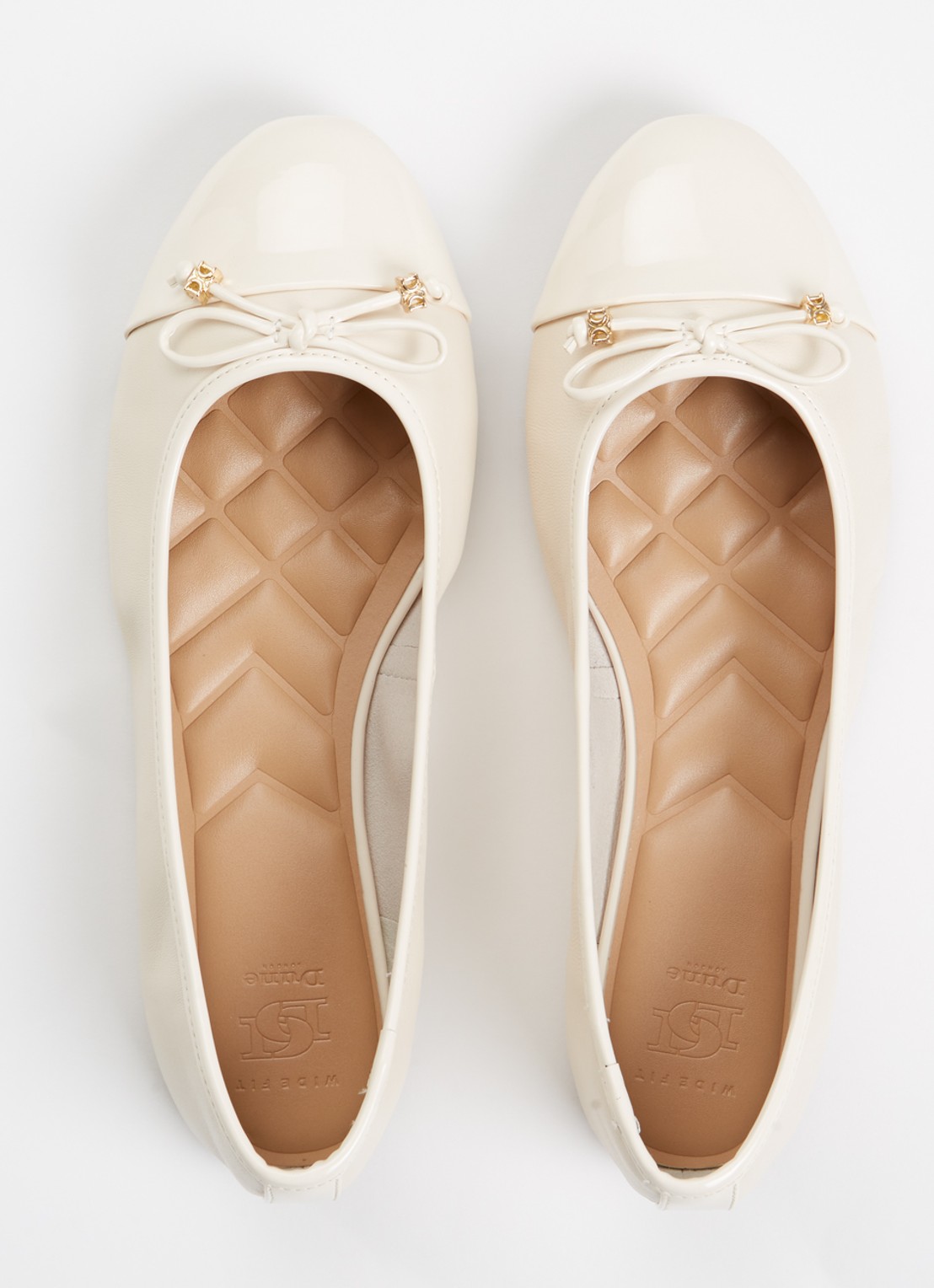 Dune London Wide Fit Hallo ballerina met strikdetail - detail 4 creme