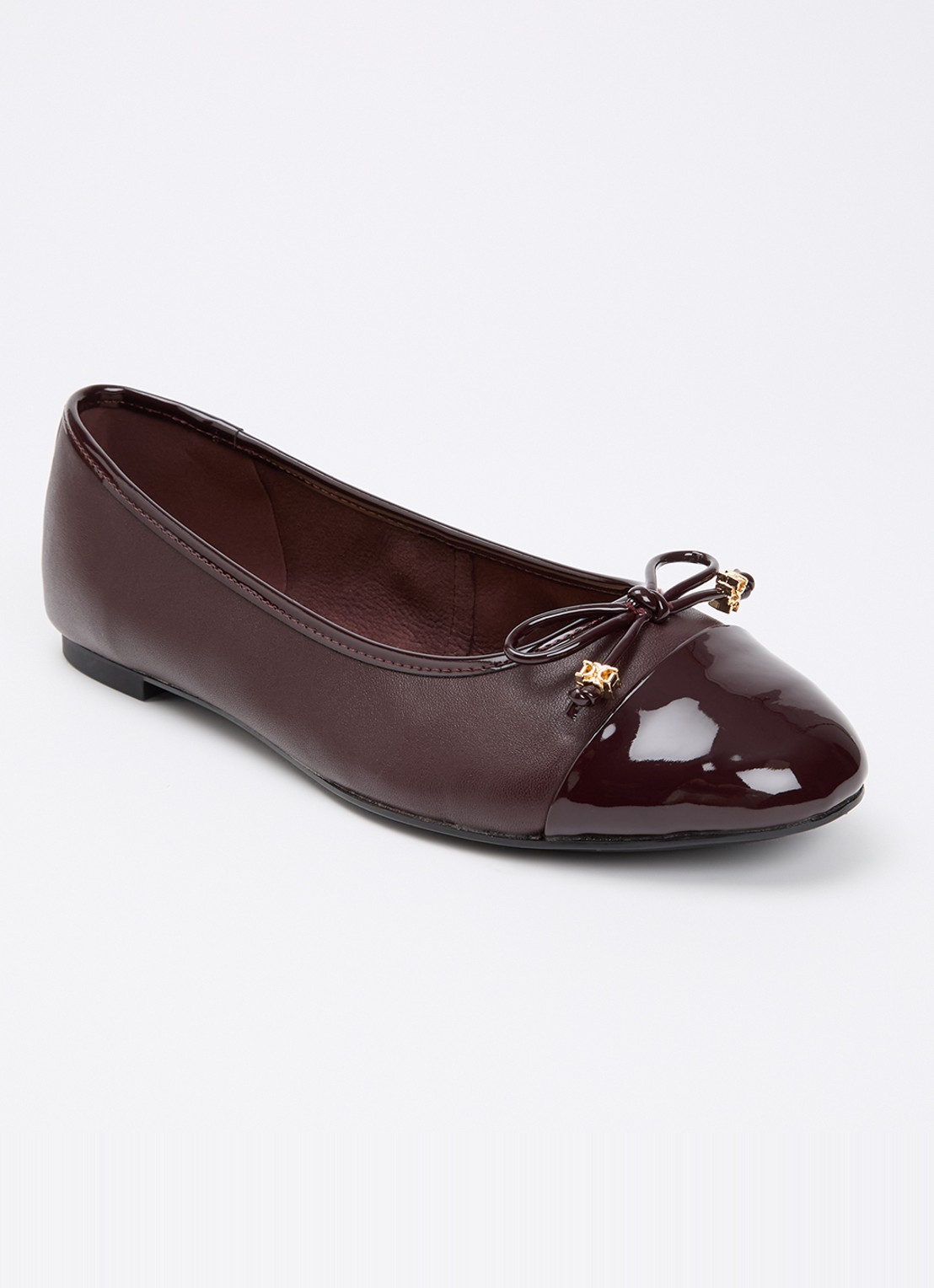 Dune London Wide Fit Hallo ballerina met strikdetail - voorkant 2 bordeauxrood