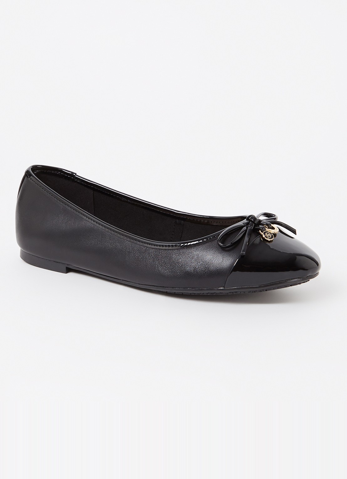 Dune London Wide Fit Hallo ballerina met strikdetail - voorkant glans