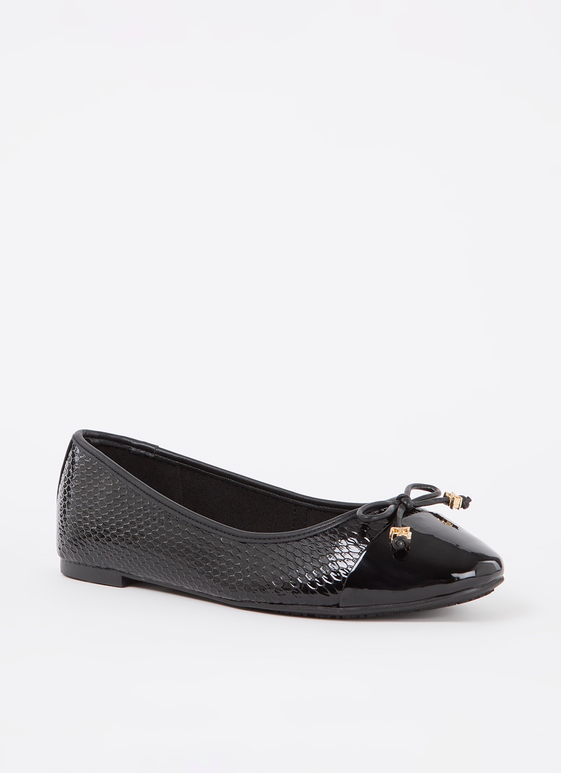 Dune London Wide Fit Hallo ballerina met strikdetail - voorkant reptile