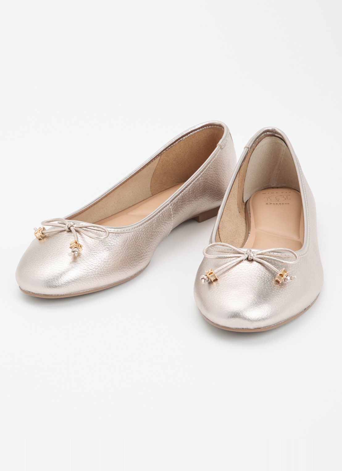 Dune London Wide Fit Hallo ballerina met strikdetail - detail 3 zilver