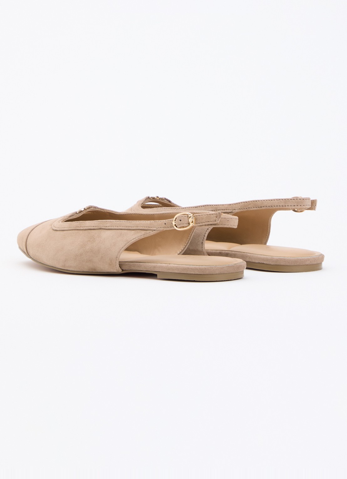 Dune London Wide Fit Hanna slingback van suède - achterkant beige