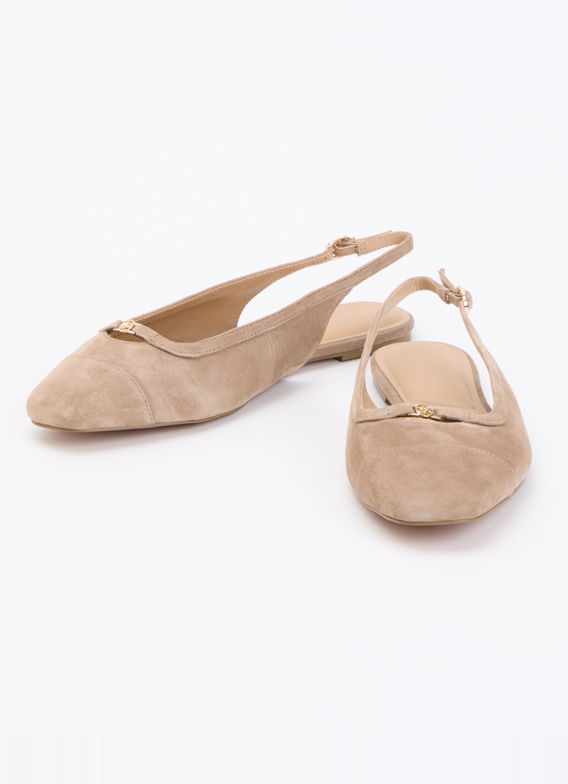 Dune London Wide Fit Hanna slingback van suède - detail 3 beige