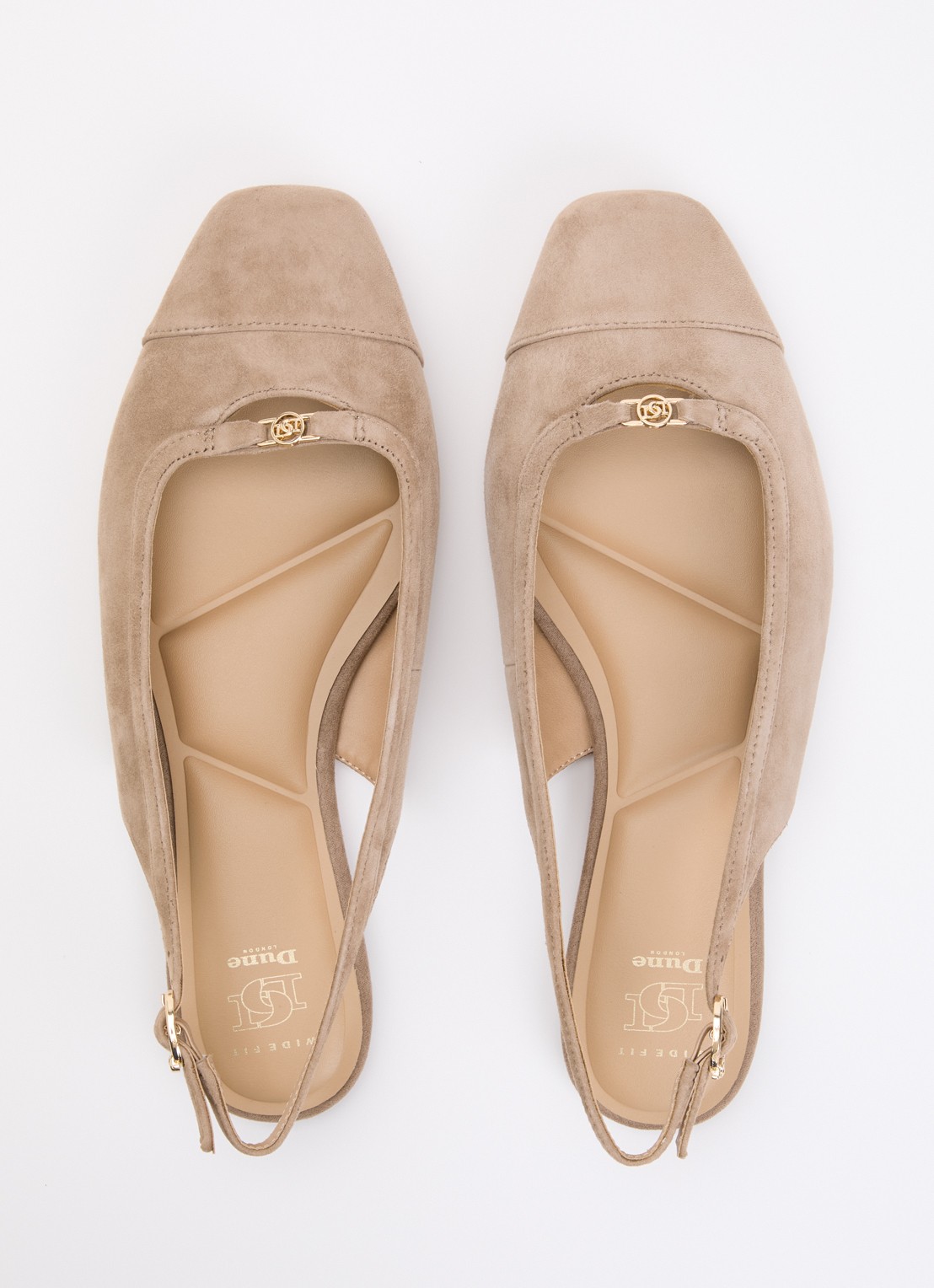 Dune London Wide Fit Hanna slingback van suède - detail 4 beige
