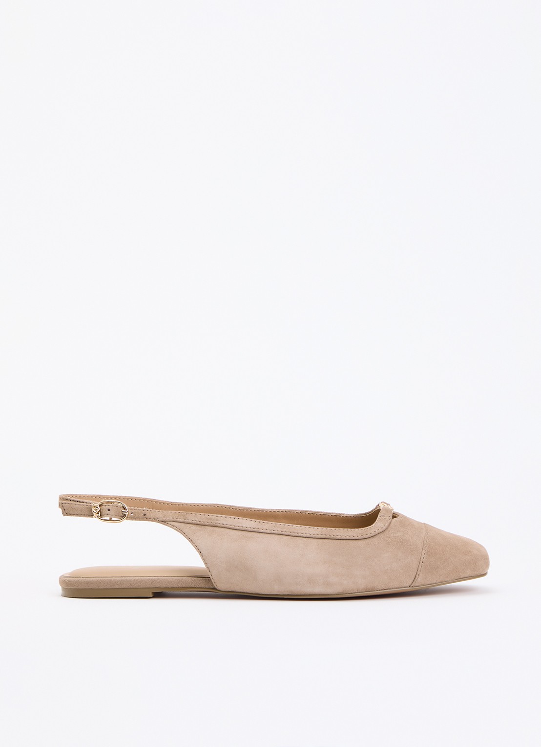 Dune London Wide Fit Hanna slingback van suède - voorkant 2 beige