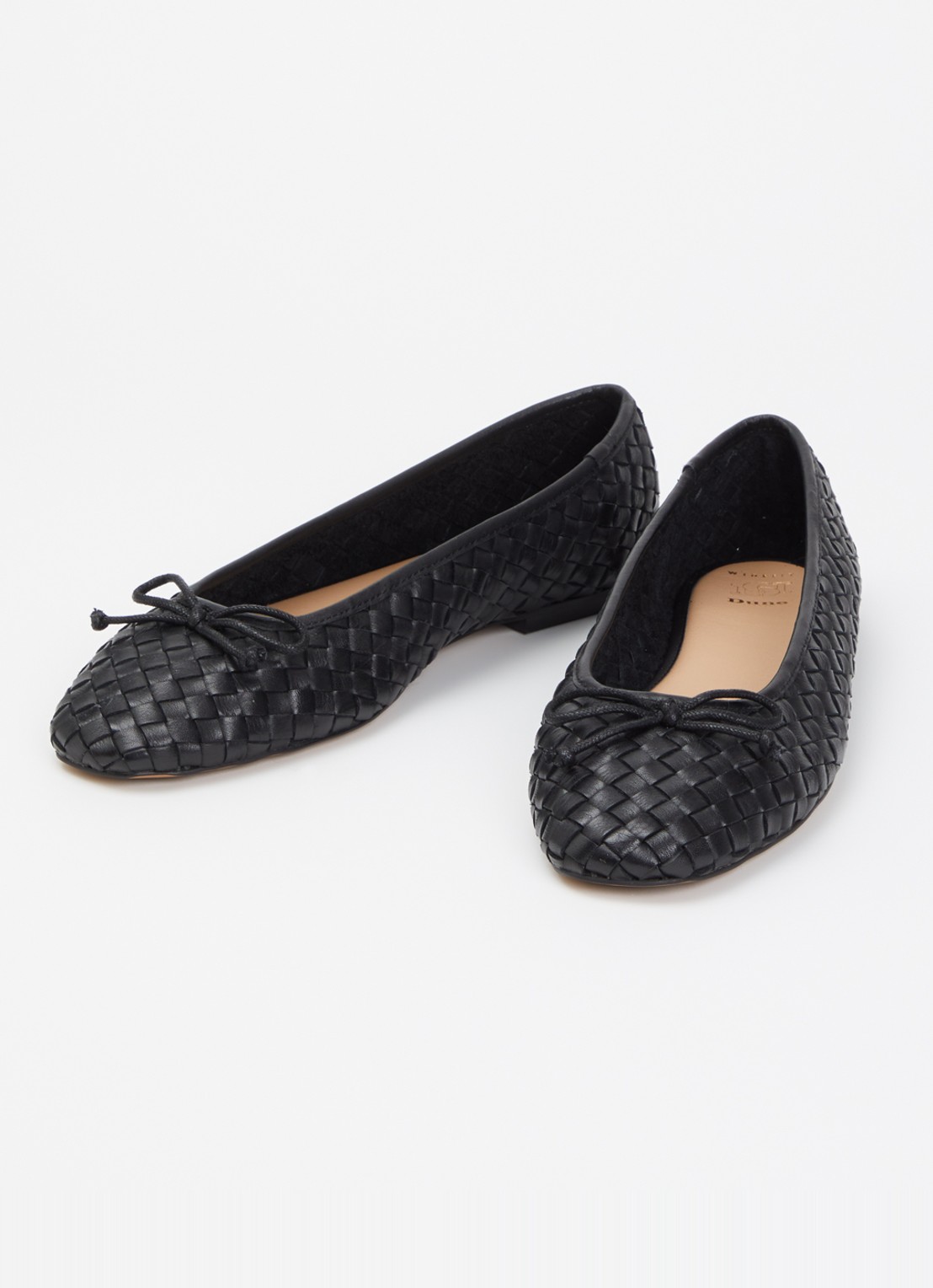 Dune London Wide Fit Heat ballerina van leer - detail zwart