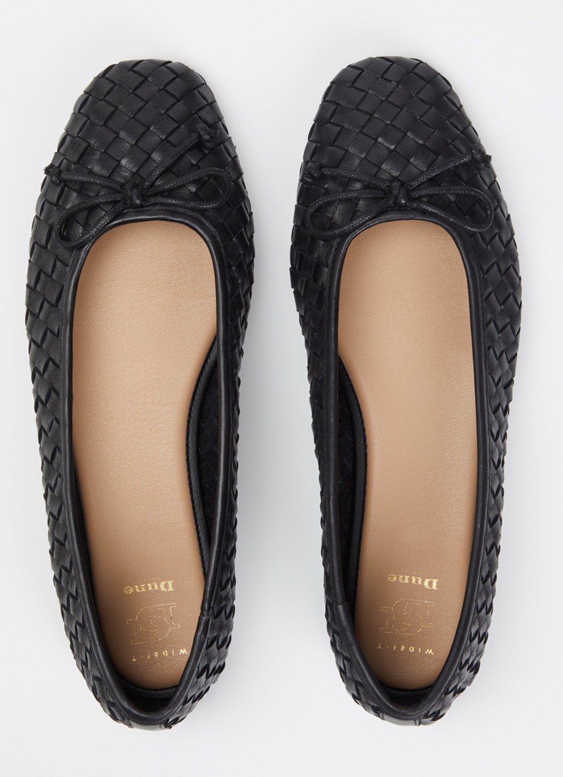 Dune London Wide Fit Heat ballerina van leer - detail 2 zwart