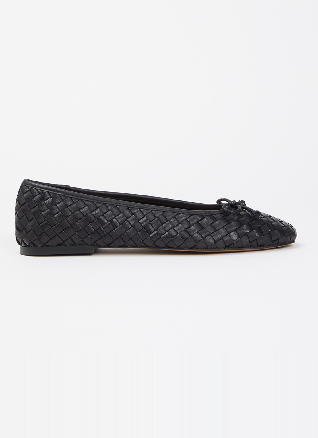 Dune London Wide Fit Heat ballerina van leer - voorkant 4 zwart