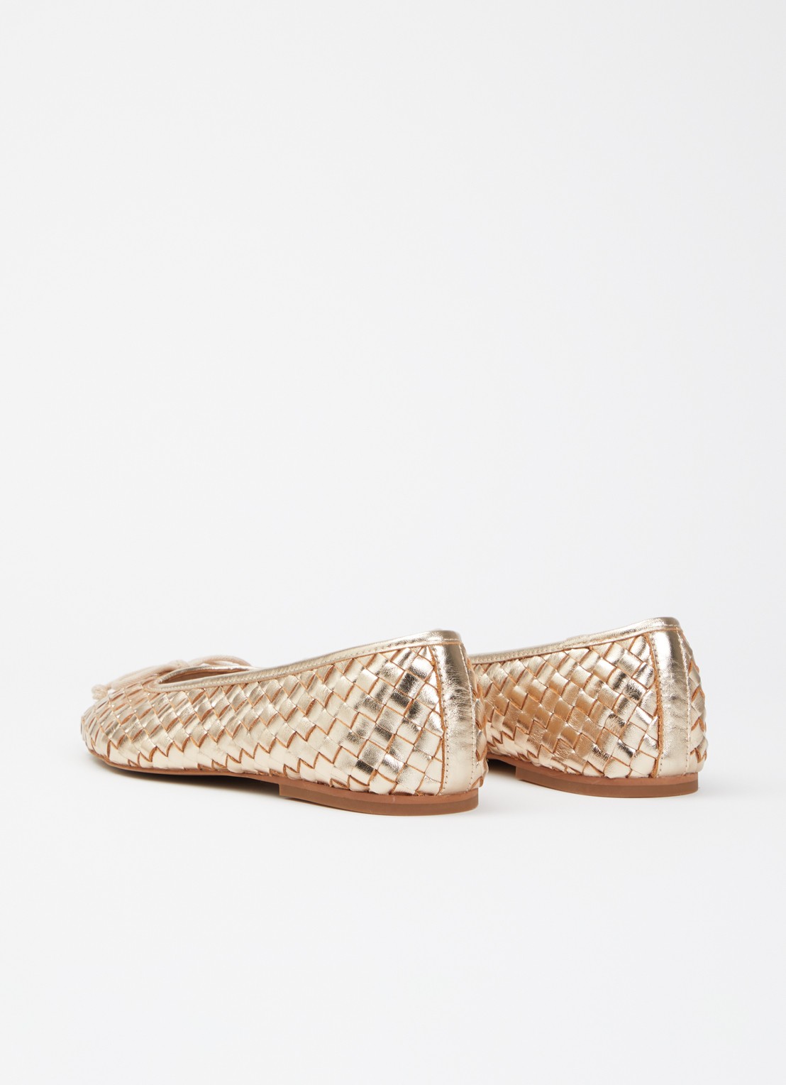 Dune London Wide Fit Heat ballerina van leer - achterkant goud