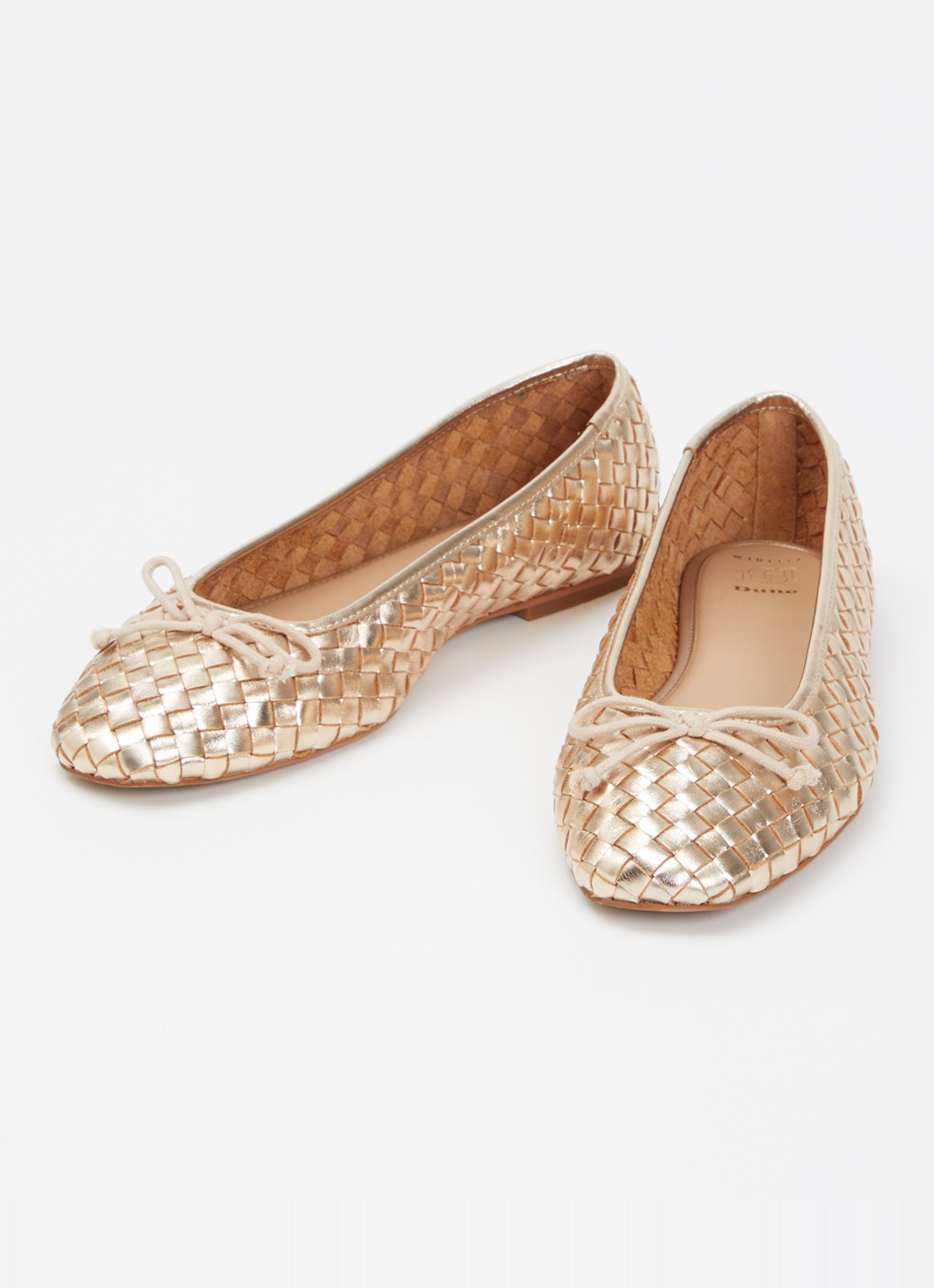 Dune London Wide Fit Heat ballerina van leer - detail 2 goud